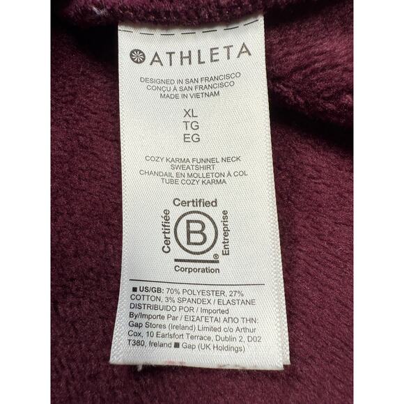 Athleta Burgundy Sweatshirt Cowl‎ Neck Thick Oversized XL - Picture 10 of 10